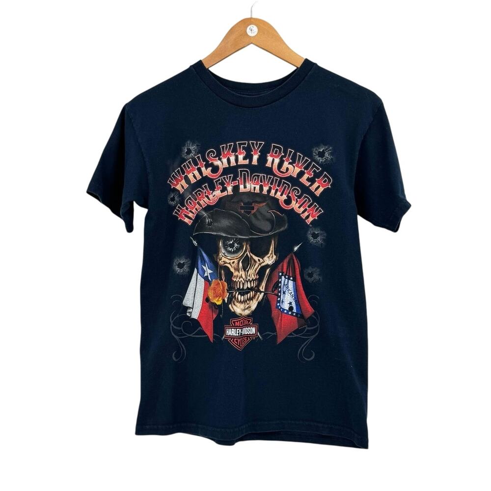 Harley Davidson Whiskey River Texarkana Black Short Sleeve Graphic T-shirt moto